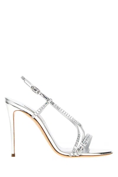 Casadei Embellished Fabric Starsway Sandals In Silver