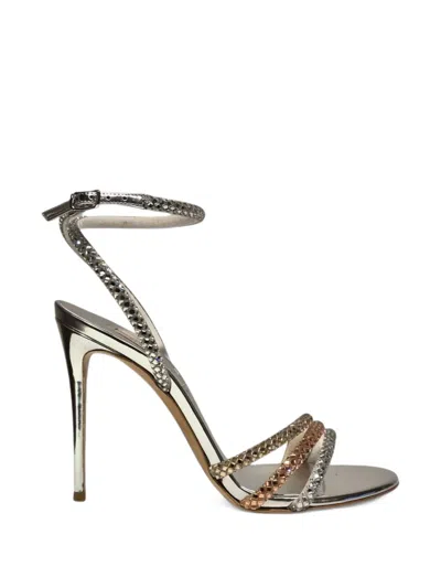 Casadei Embellished Heeled Sandals In Silver