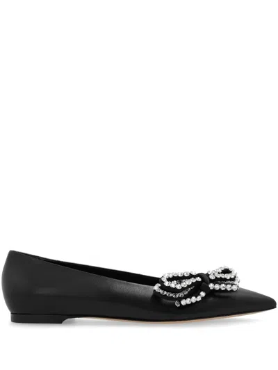 Casadei Embellished Leather Ballerina Shoes In Black