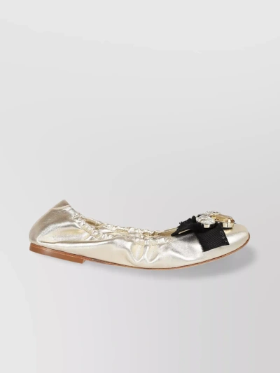Casadei Queen Bee Ballerina Shoes In Gold