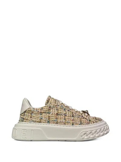 Casadei Embellished Platform Trainers In Neutral