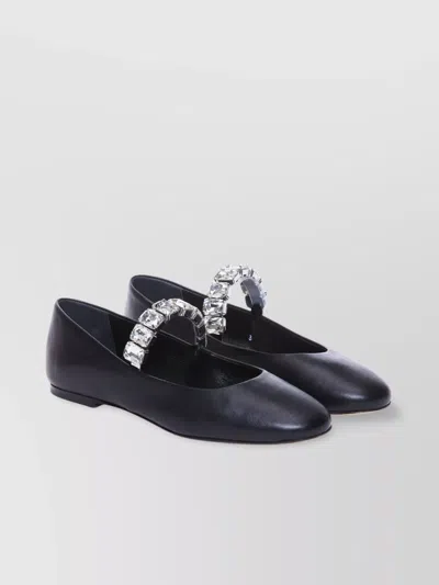 Casadei Embellished Strap Ballerina Shoes With Jewels Detail In Blue