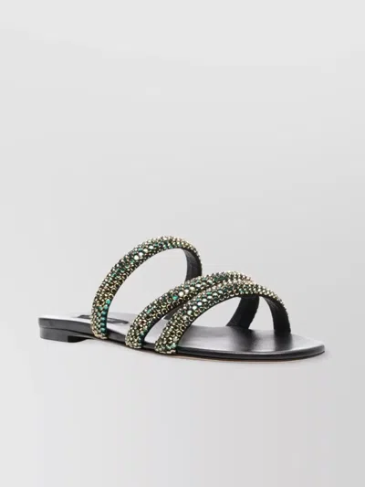 Casadei Embellished Strap Multi-way Sandals In Black