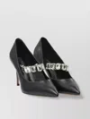 Casadei Embellished Strap Pointed Toe Stiletto Heel In Black