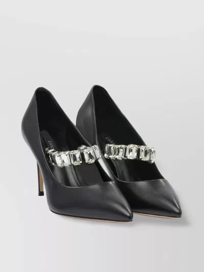 Casadei Embellished Strap Pointed Toe Stiletto Heel In Black