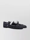 Casadei Embellished Strap Round Toe Woven Design In Black