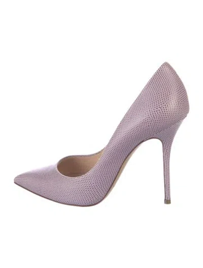 Pre-owned Casadei Embossed Leather Animal Print Pumps In Purple