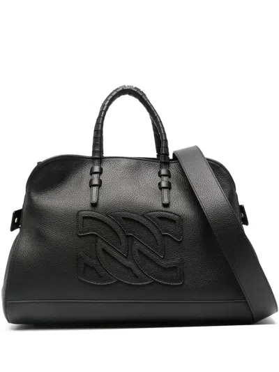 CASADEI EMBOSSED-LOGO LEATHER TOTE BAG