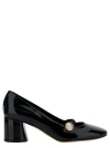 Casadei 'emily' Black Pointed Pumps With Pearl Detail In Patent Leather Woman In Black
