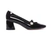 Casadei 'emily' Black Pointed Pumps With Pearl Detail In Patent Leather Woman In Black