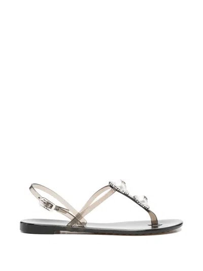 Casadei Faux-pearl Embellished Sandals In White