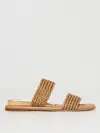 Casadei Toe Open Flat Sole Woven Straps Sandals In Natural