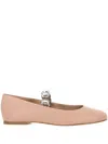 Casadei Leather Ballet Flats With Crystal Embellished Strap