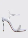 Casadei Embellished Metallic Open Toe Sandals In Silver