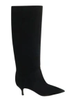 Casadei Pointed Flat Knee-high Boots In Black