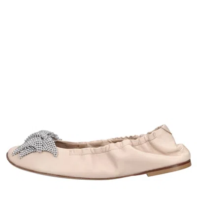 Casadei Rhinestone-bow Ballerina Shoes In Nude