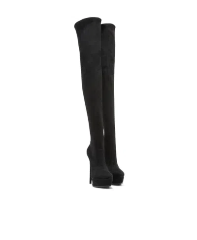 Casadei Flora 140mm Above-knee Platform Boots In Black