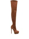 Casadei Flora 140mm Above-knee Platform Boots In Animal Print