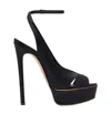 Casadei Flora Jolly 140mm Satin Sandals In Black