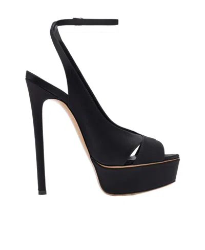 Casadei Flora Jolly 140mm Satin Sandals In Black