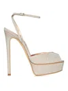 Casadei Flora Jolly Champagne Glitter Sandals In Gold