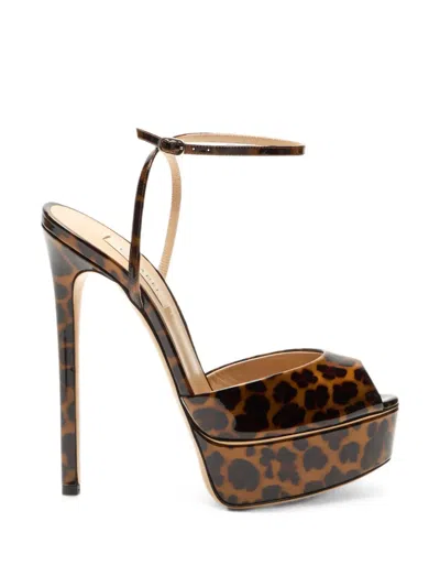 Casadei Flora Leopard-print Platform Sandals In Multi