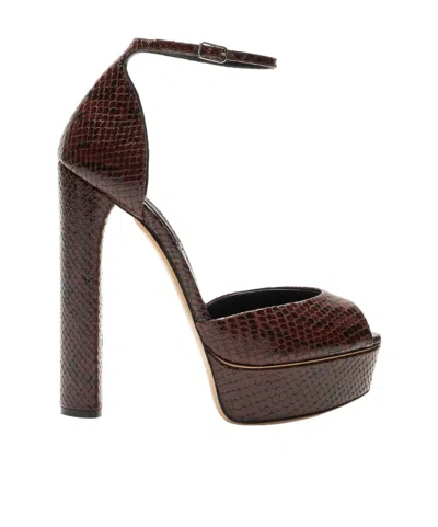 Casadei Flora Platform Basilisco Sandal In Brown