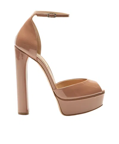 Casadei Flora Platform Sandal In Neutral