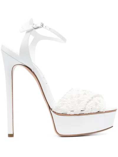 Casadei Flora Versilia Platform Sandals In White