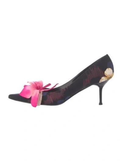 Pre-owned Casadei Floral Print Pumps In Blue