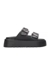 Casadei Florence Double-strap Chunky-sole Sandals In Black
