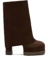 Casadei Fold-over Platform Boots In Brown