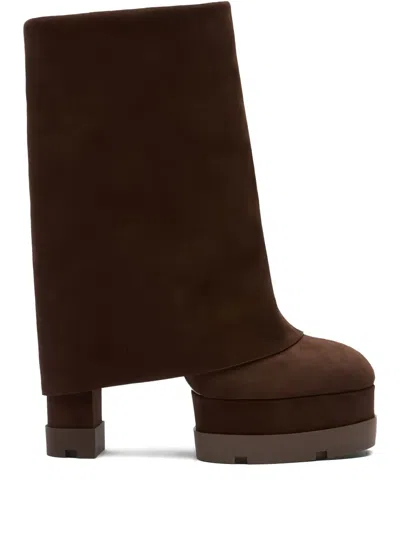 Casadei Fold-over Platform Boots In Brown