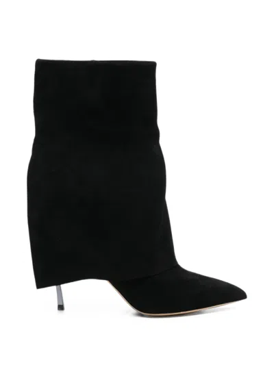 Casadei Fold-over Pointed-toe Ankle Boots In Black