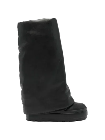 Casadei Foldover-detail Platform Boots In Black