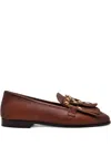 Casadei Fringe-embellished Studded Loafers In Brown