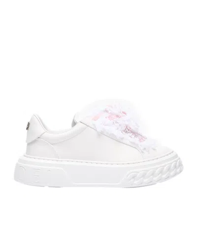 Casadei Fringe Platform Sneakers In White