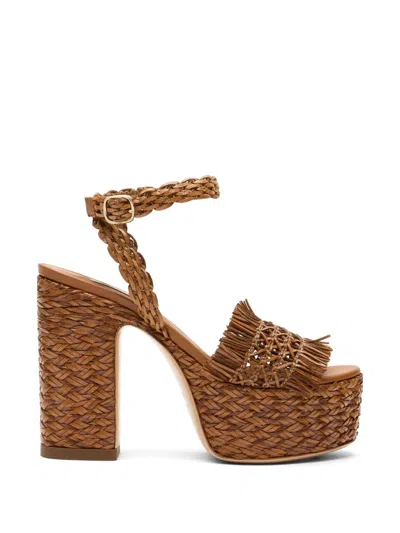 Casadei Fringed Heeled Sandals In Brown