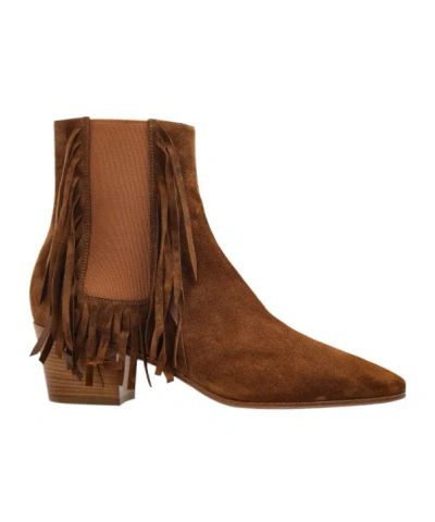 Casadei Fringed Short Boots In Brown