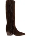 Casadei Fringed Suede Boots In Brown