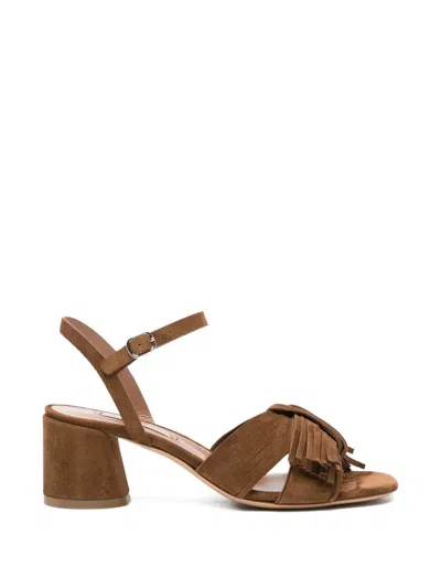 Casadei Fringe-detail Knotted Sandals In Brown