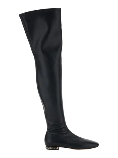 Casadei Galaxy Over The Knee Flat Boots In Black