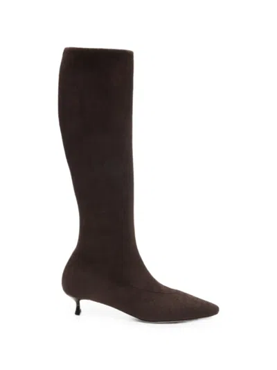 Casadei Giselle Kitten-heel Boots In Brown