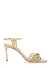 Casadei 'giulia Marbella' Gold Colored Sandals With Buckle Closure And High Stiletto Heel In Grey