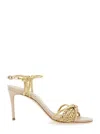 Casadei 'giulia Marbella' Gold Colored Sandals With Buckle Closure And High Stiletto Heel In Metallic