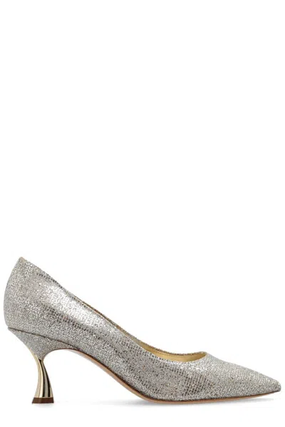 Casadei Glistening Pointed-toe Pumps In Grigio