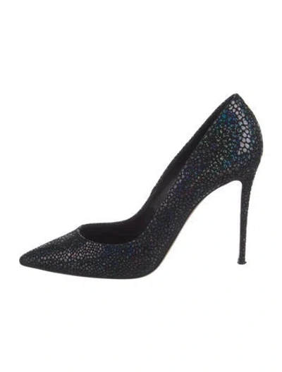 Pre-owned Casadei Glitter Animal Print Pumps In Blue/metallic