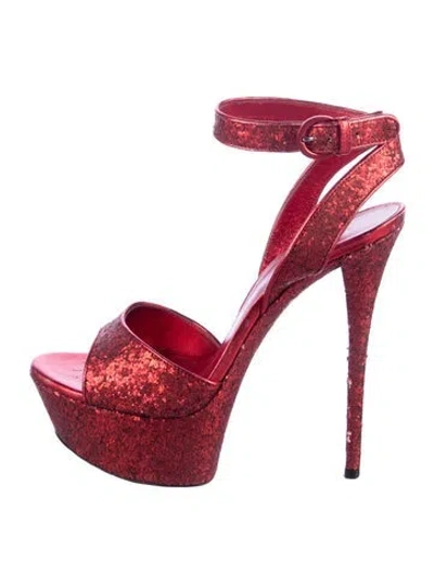 Pre-owned Casadei Glitter Glitter Accents Sandals In Red