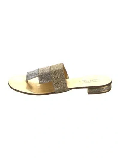 Pre-owned Casadei Glitter Slides In Gold