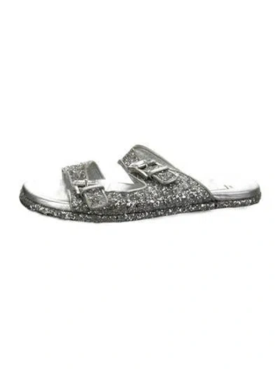Pre-owned Casadei Glitter Slides In Silver